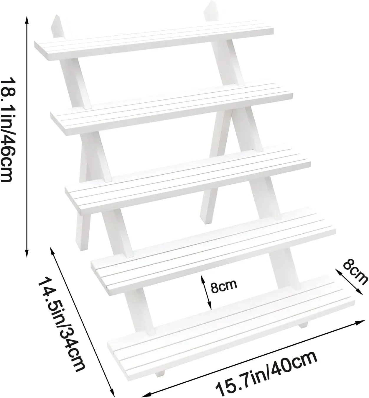 101pcs 5-Tier Wood Earring Display Stand, Retail Display Riser Earring, Ring Holder Stand, Removable Countertop Small Merchandise Display Stand with 100 Pcs Earring Card (White)
