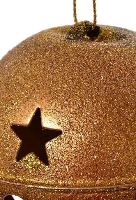 3.5" Glitter Metal Antique Bell Ornament
