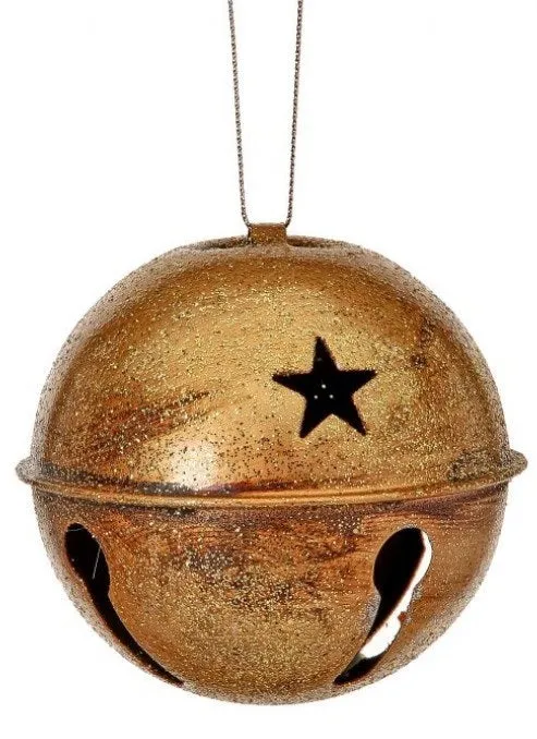 3.5" Glitter Metal Antique Bell Ornament