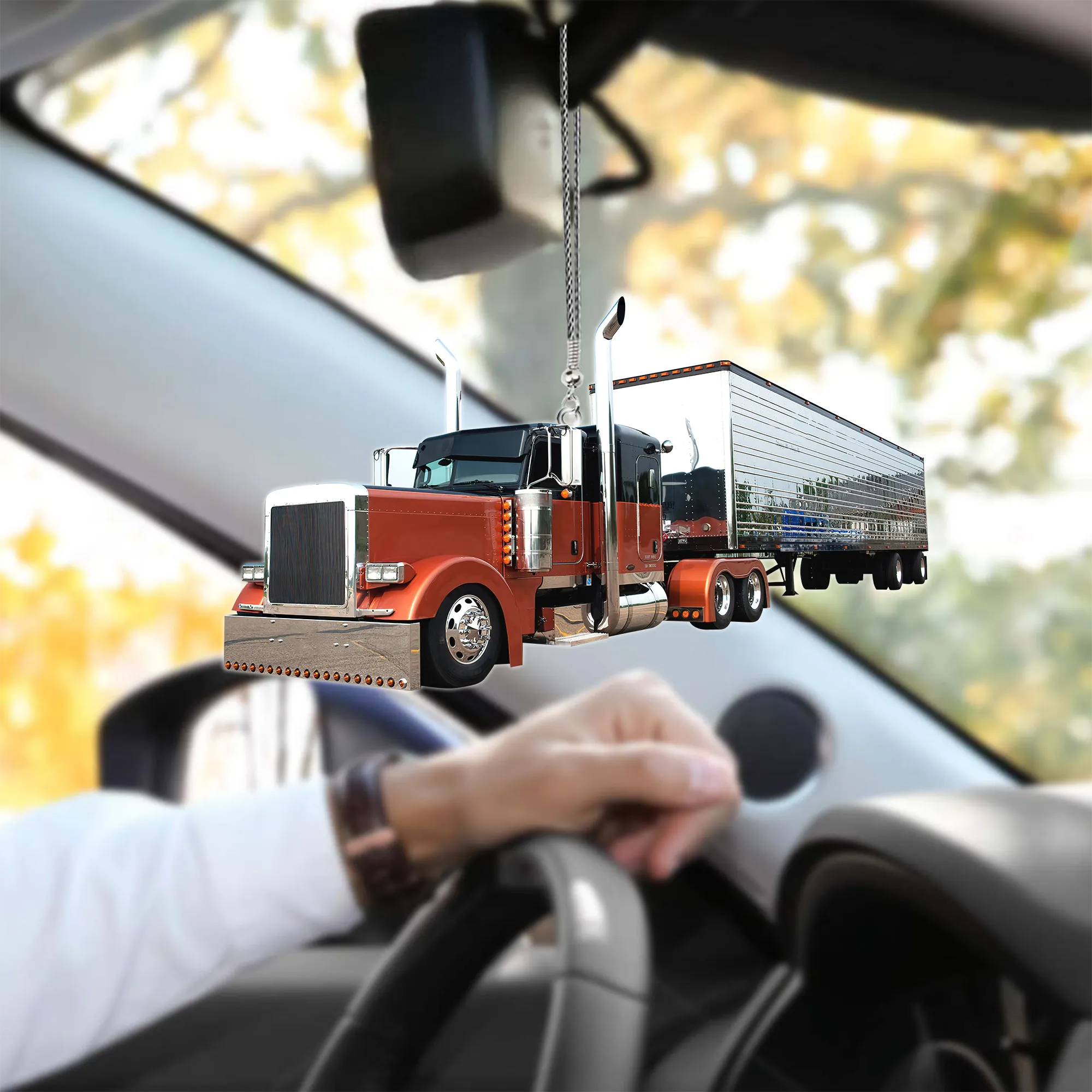 3D All Over Print Orange Truck Car Hanging Ornament Coolspod Truck Ornaments