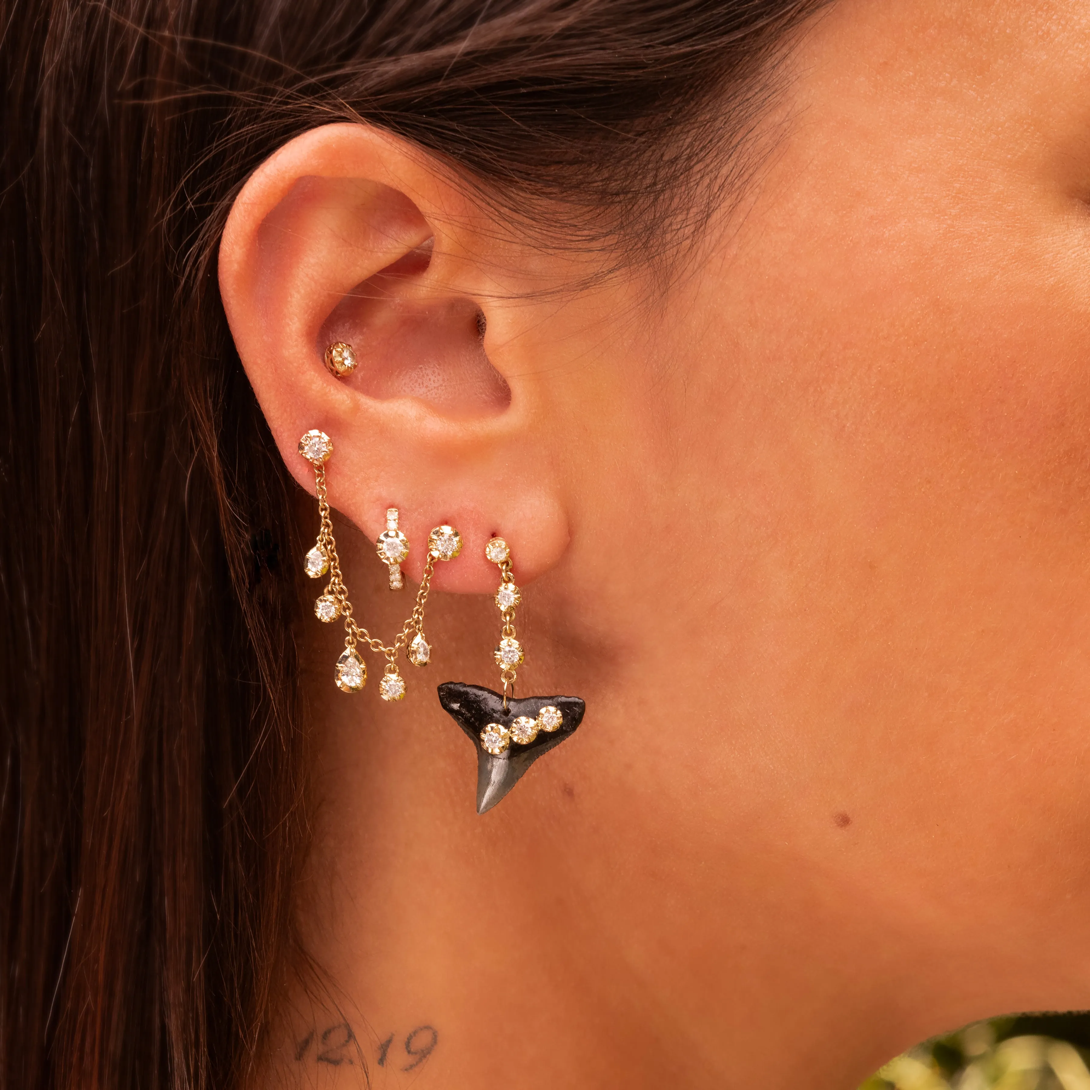 6 SOPHIA DIAMOND SHARK TOOTH DROP STUD EARRING