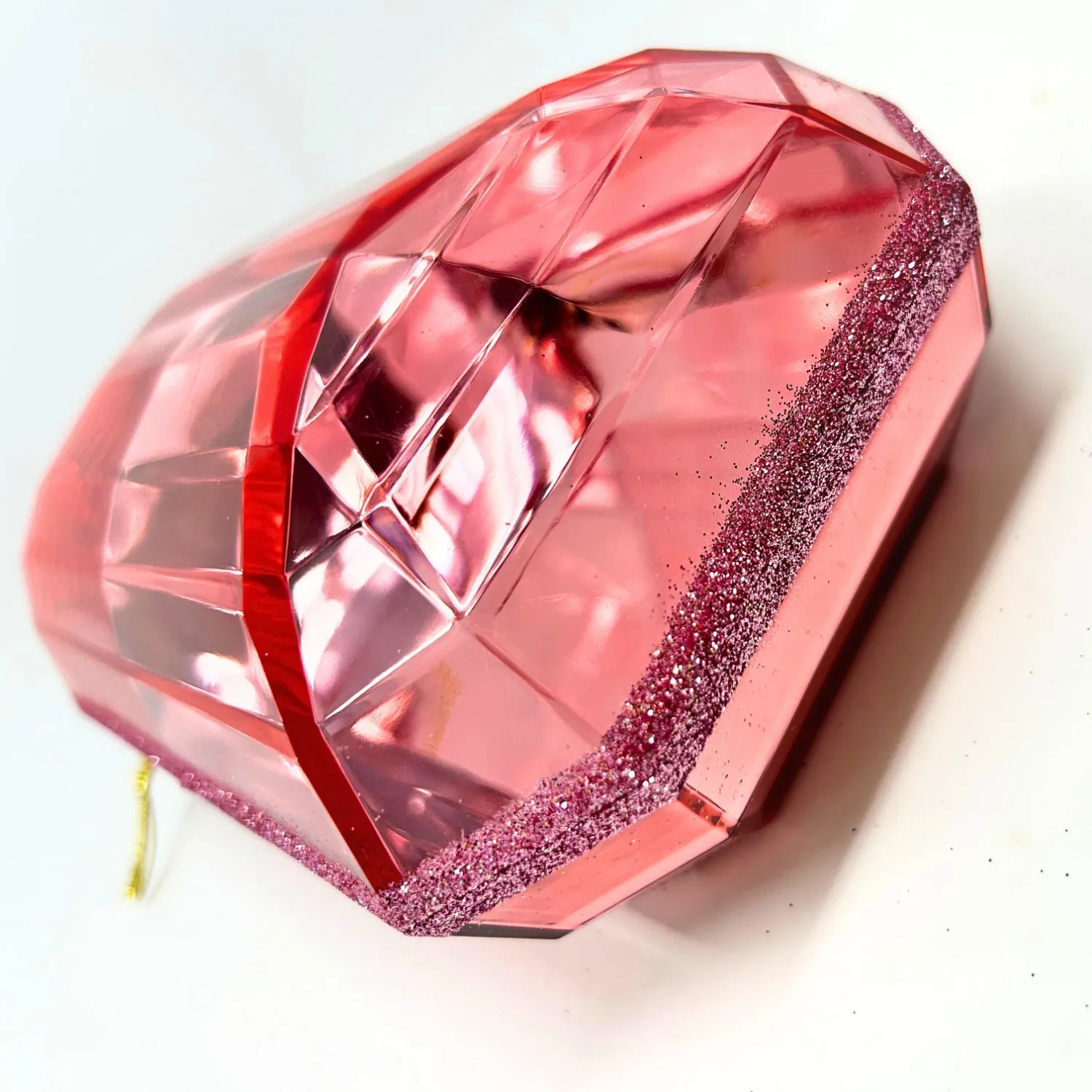 Acrylic Emerald Cut Precious Gem Ornament 8” - Pink | ACK