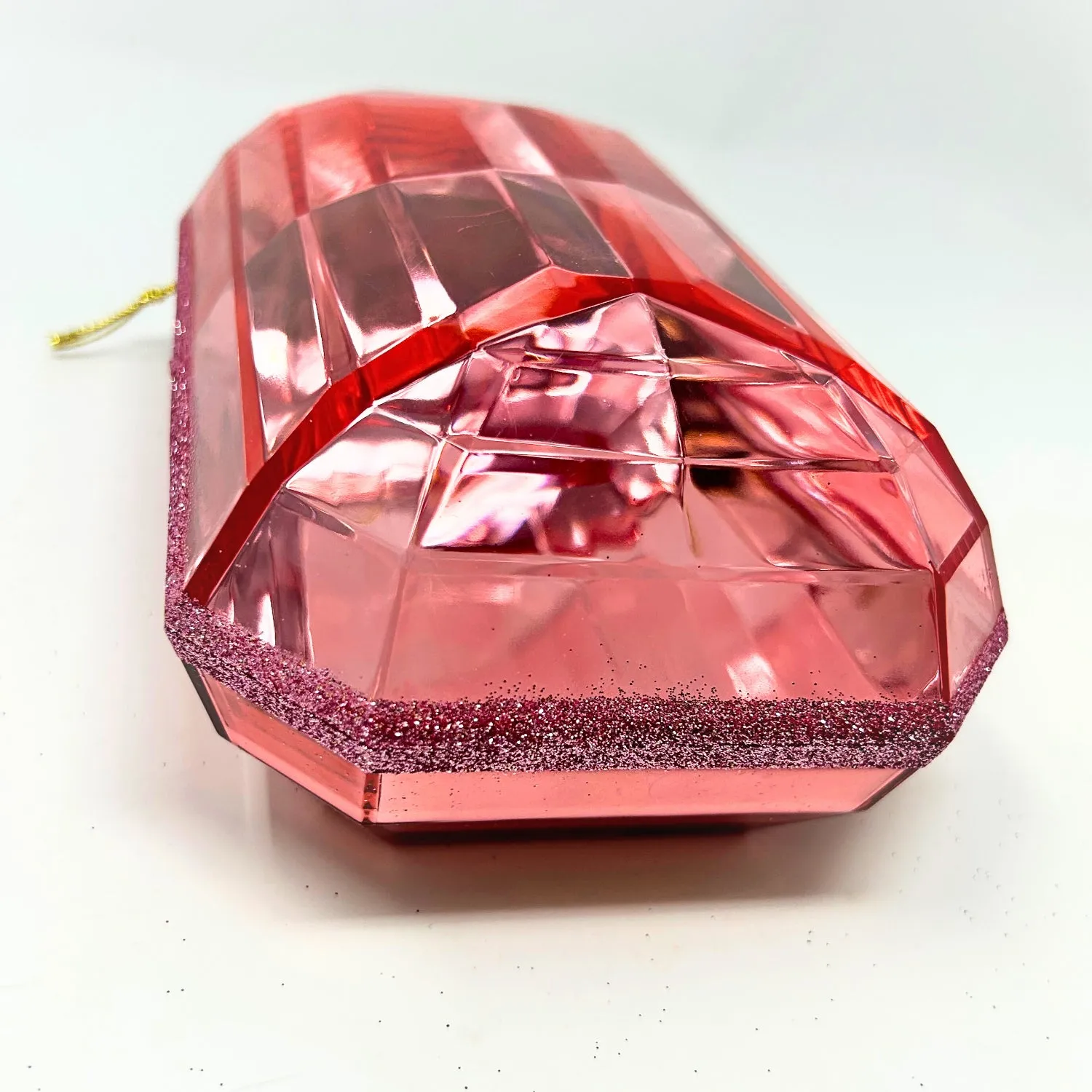 Acrylic Emerald Cut Precious Gem Ornament 8” - Pink | ACK