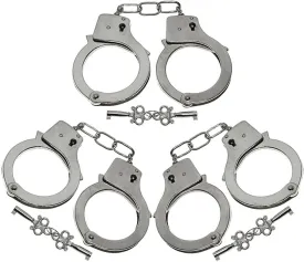 ArtCreativity 10.5 Inch Metal Handcuffs for Kids - Pack of 3 - Steel Pretend Play Toy Hand Cuffs with 2 Keys - Fun Party Favor, Stage or Costume Prop, Goody Bag Filler, Gift for Boys and Girls