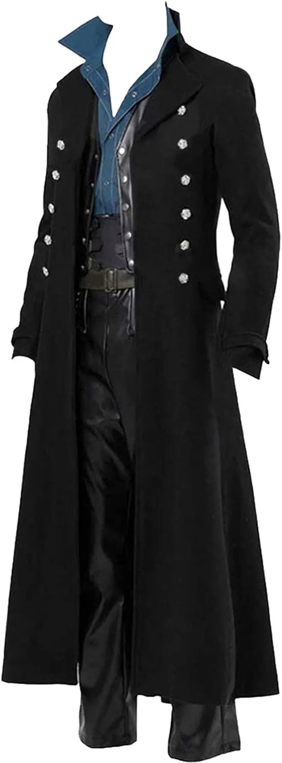 BITSEACOCO Mens Vintage Victorian Steampunk Jacket, Gothic Renaissance Medieval Frock Coat Cosplay Halloween Costume Tailcoat