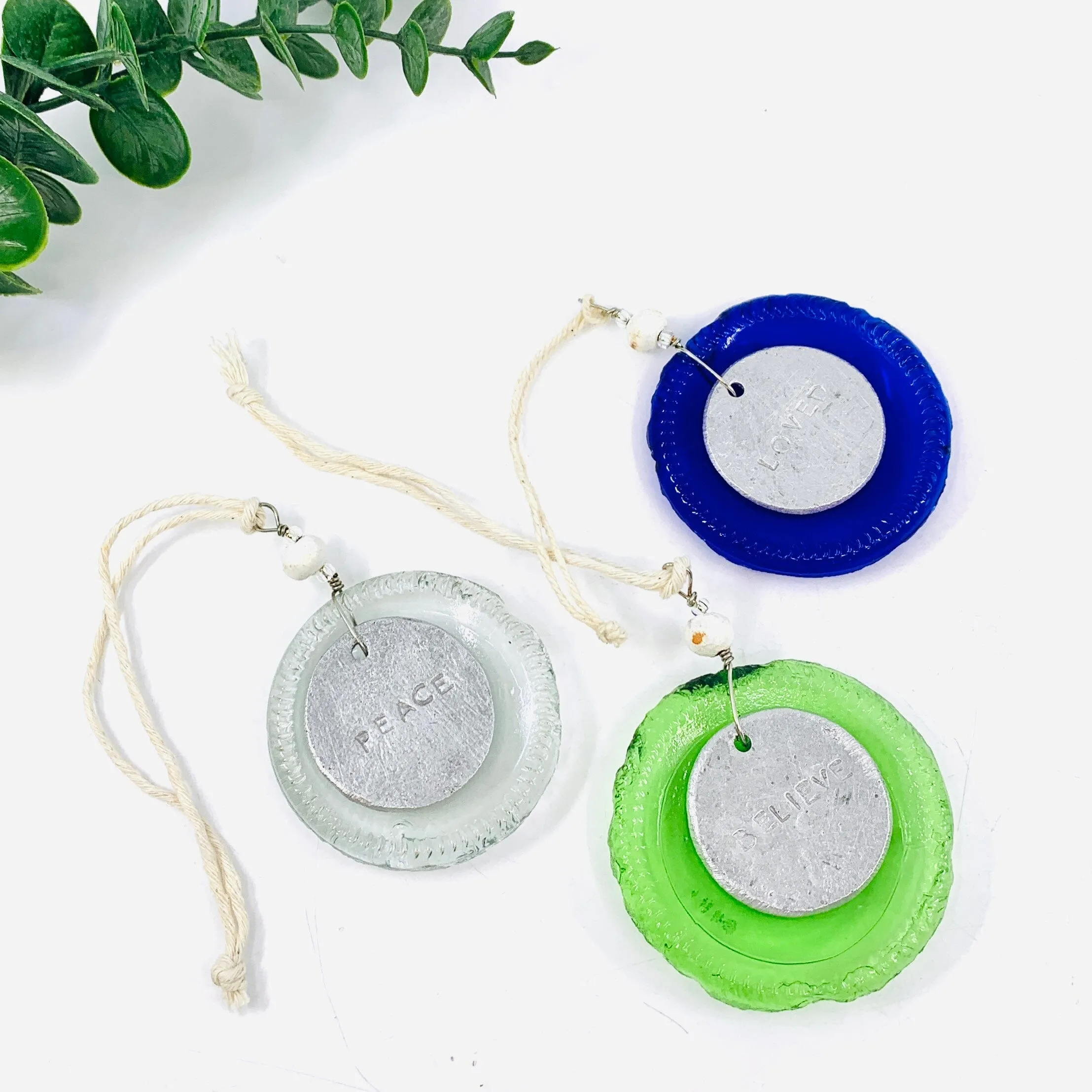 Bottle Bottom Ornament, Peace