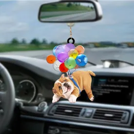 Bulldog Fly With Bubbles Car Hanging Ornament