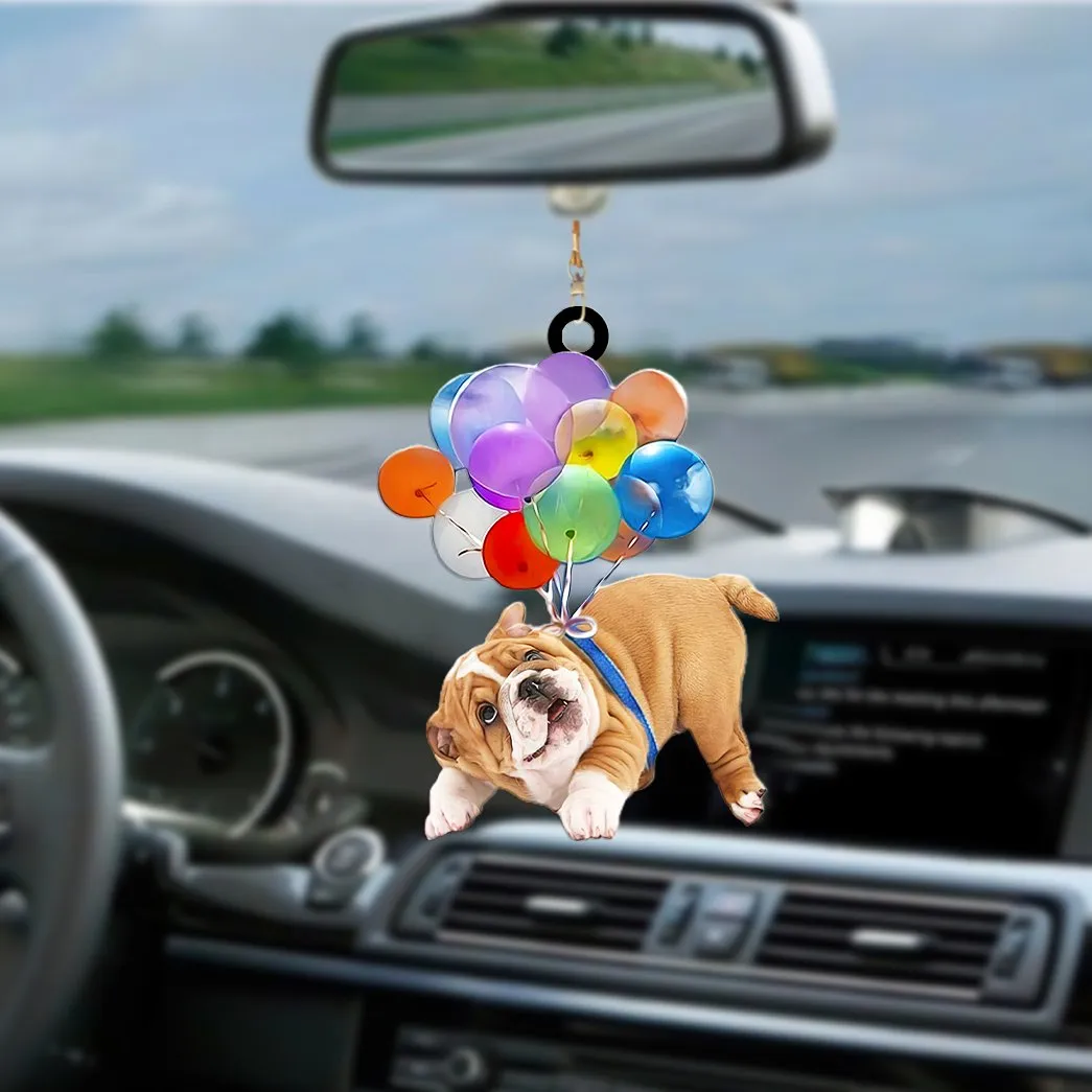 Bulldog Fly With Bubbles Car Hanging Ornament