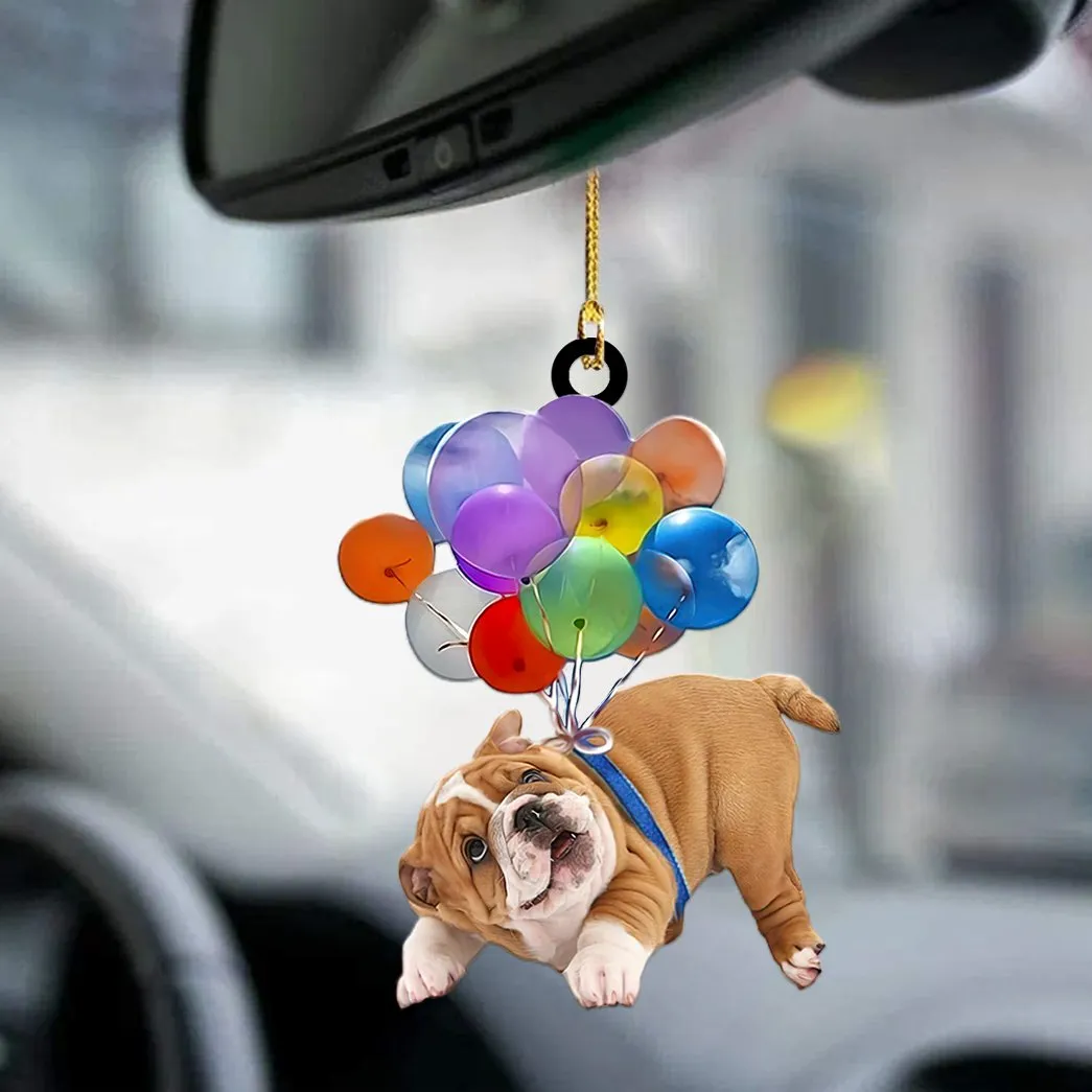 Bulldog Fly With Bubbles Car Hanging Ornament
