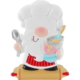 Ceramic Gnome Cook Ornament with Mixing Bowl, Spoon & Rolling Pin