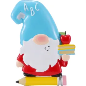 Ceramic Gnome Teacher Ornament Holding Books & Apple for the Teacher