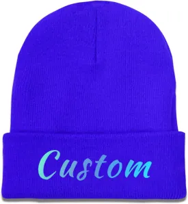 Custom Soft Skull Beanie Hat with Your Text/Logo/Photo, Personalized Winter Knitted Cuffed Beanie Hat for Men & Women