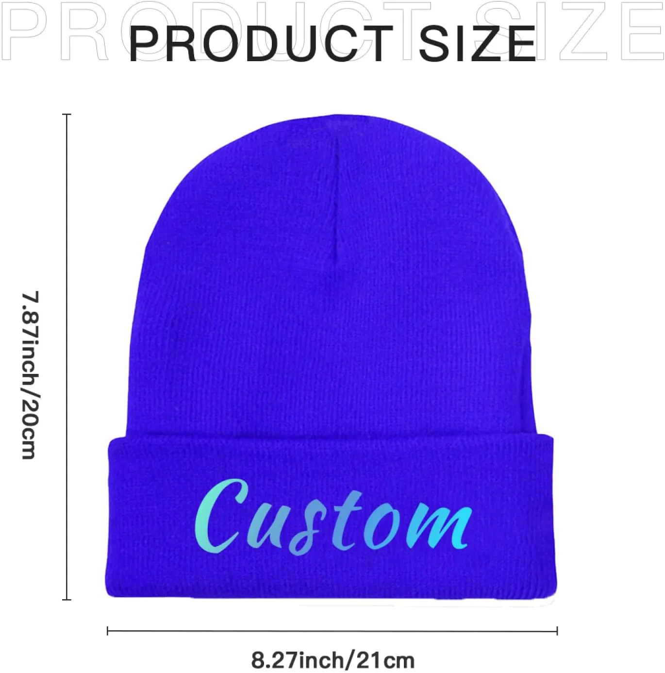 Custom Soft Skull Beanie Hat with Your Text/Logo/Photo, Personalized Winter Knitted Cuffed Beanie Hat for Men & Women