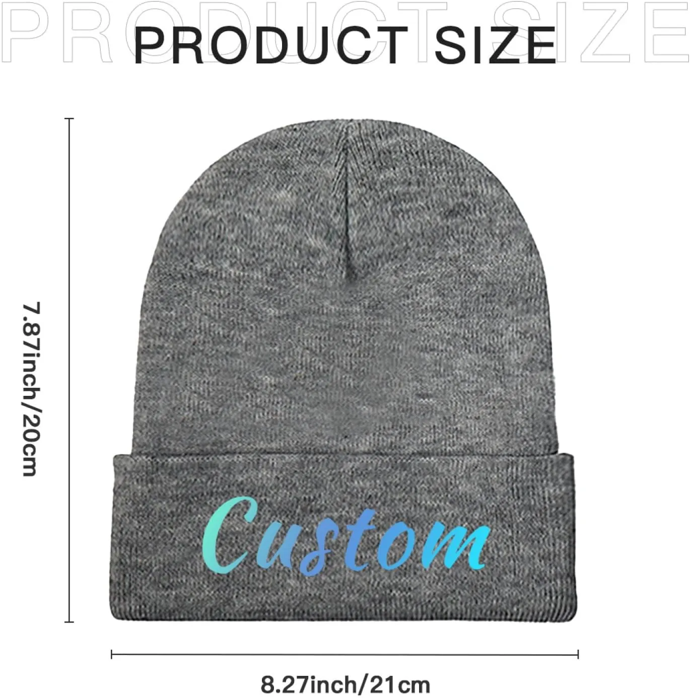 Custom Soft Skull Beanie Hat with Your Text/Logo/Photo, Personalized Winter Knitted Cuffed Beanie Hat for Men & Women