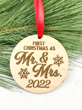 First Christmas as Mr & Mrs Wood Ornament