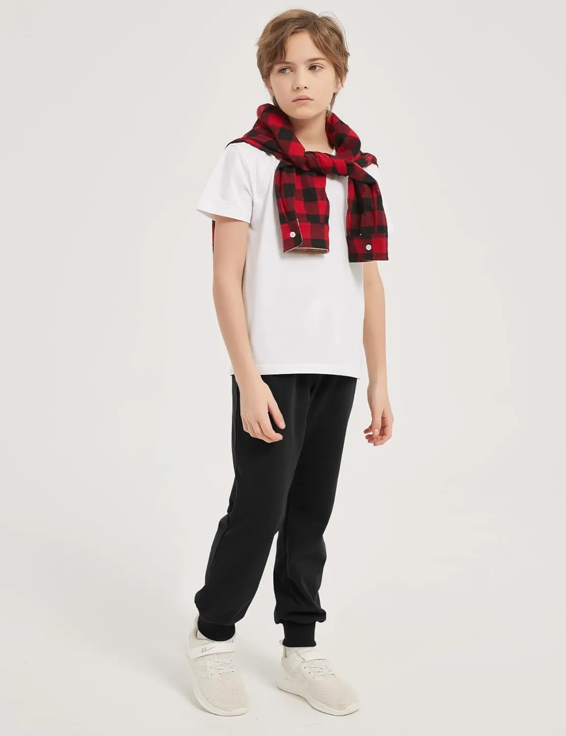 Flygo 3 Pack Boys Sweatpants Kids Active Joggers Athletic Casual Basic Pull On Pants with Pockets Drawstring