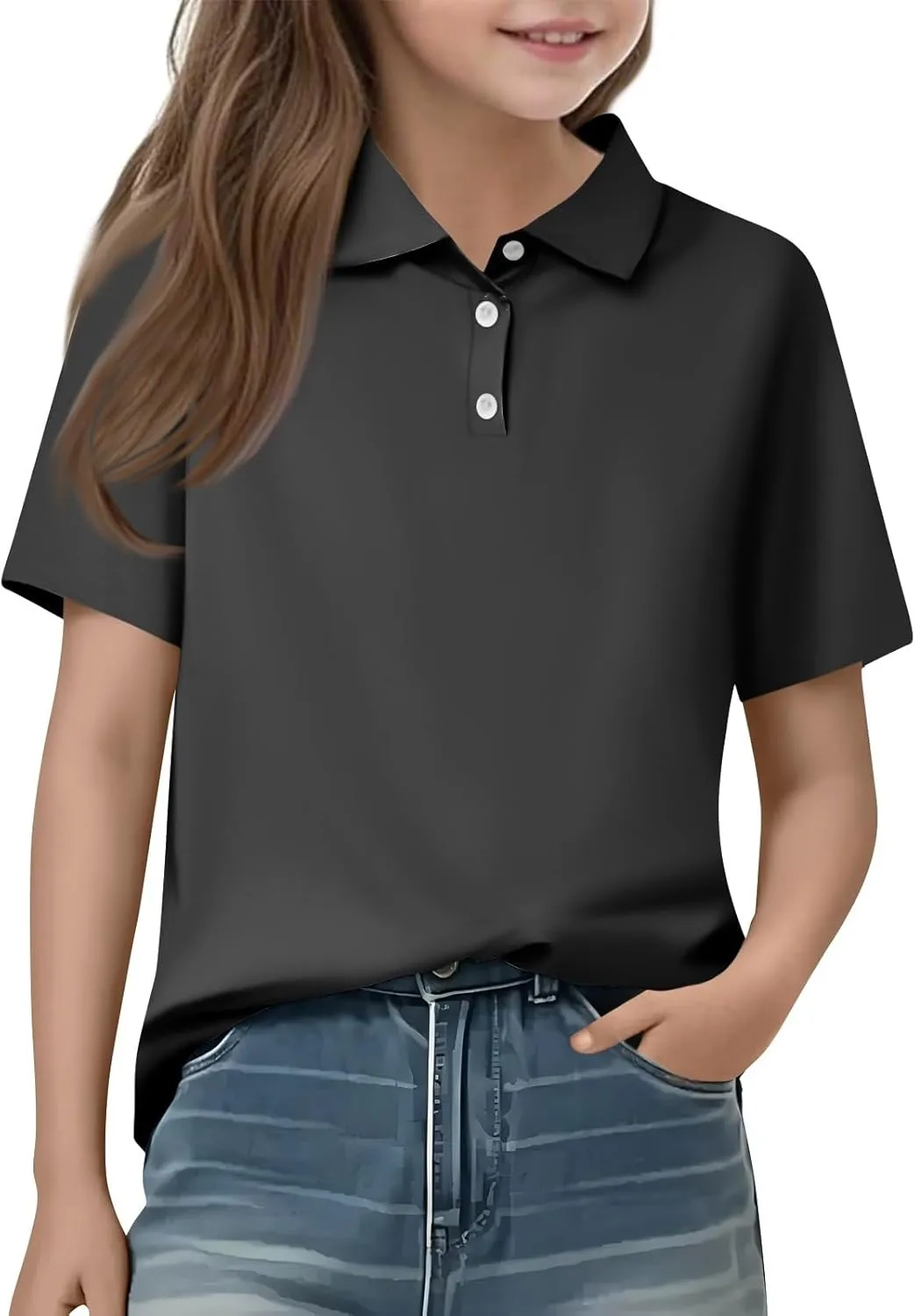 Girls Polo Shirts Short Sleeve School Uniform 3-14 Years