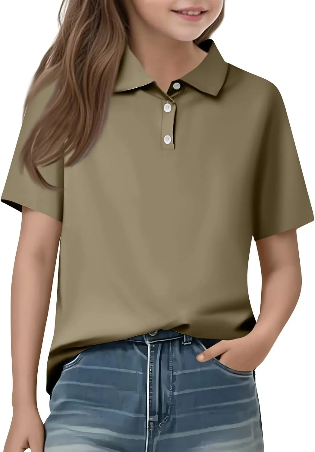 Girls Polo Shirts Short Sleeve School Uniform 3-14 Years