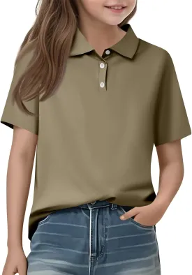 Girls Polo Shirts Short Sleeve School Uniform 3-14 Years