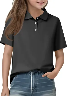 Girls Polo Shirts Short Sleeve School Uniform 3-14 Years