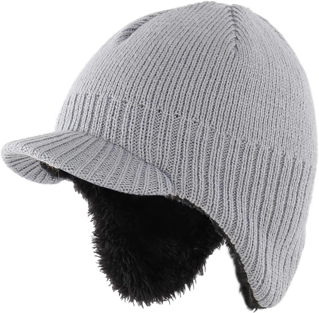 Home Prefer Toddler Boys Girls Fleece Knit Kids Hat Visor Earflaps Winter Hat