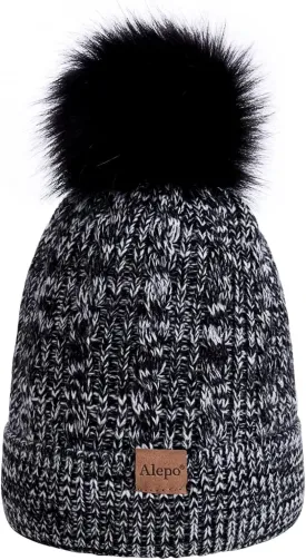 Kids Winter Beanie Hat, Children's Warm Fleece Lined Knit Thick Ski Cap with Pom Pom for Boys Girls
