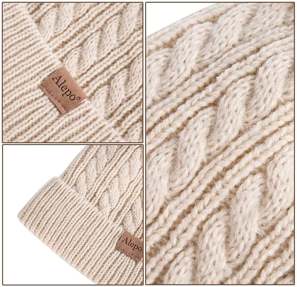 Kids Winter Beanie Hat, Children's Warm Fleece Lined Knit Thick Ski Cap with Pom Pom for Boys Girls