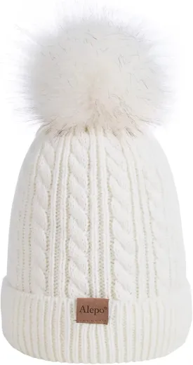 Kids Winter Beanie Hat, Children's Warm Fleece Lined Knit Thick Ski Cap with Pom Pom for Boys Girls