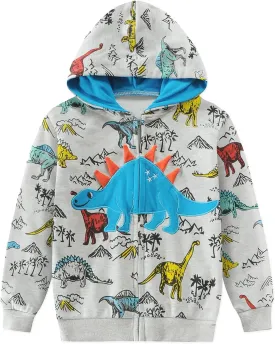 Little Hand Boys Hoodies Dinosaur Toddler Boys Jacket Kids Sweatshirts Long Sleeve Hooded Shirts 2-7 Years