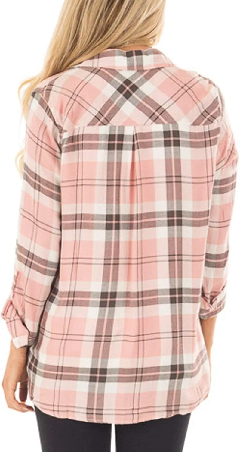 NUOREEL Women Corduroy Shirts Casual Long Sleeve Button Down Blouses Top
