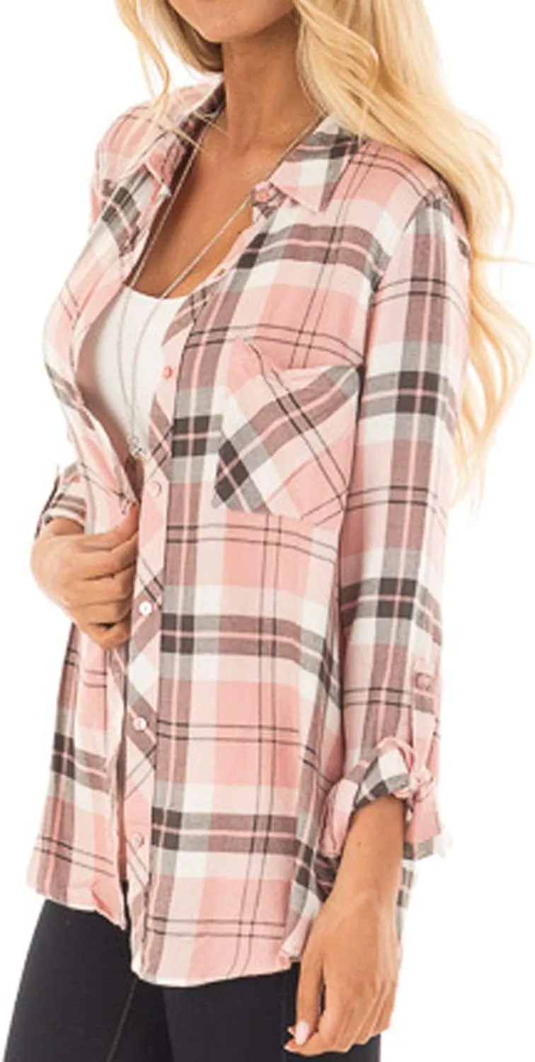 NUOREEL Women Corduroy Shirts Casual Long Sleeve Button Down Blouses Top