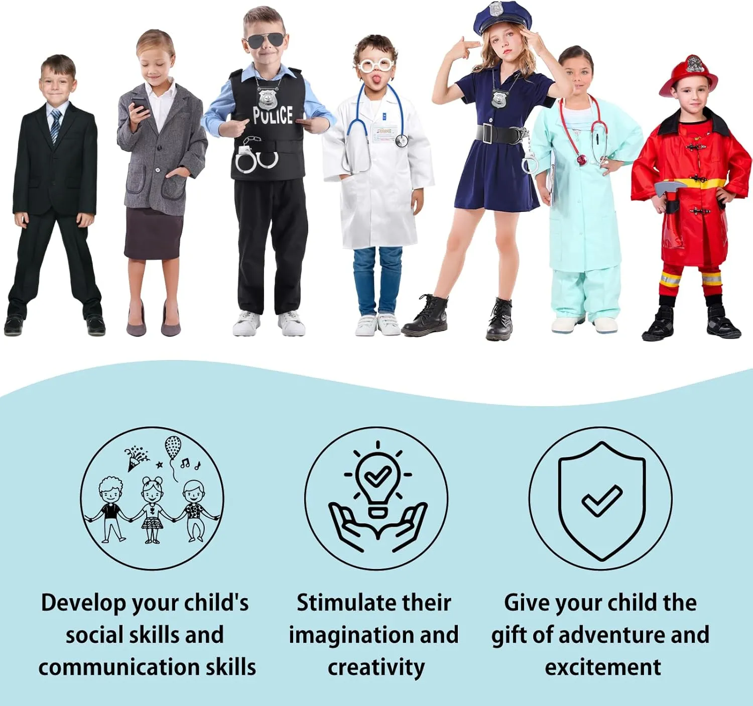 Police Pretend Play Toys Set, Kids Police Officer Costume with Detective Badge, Handcuffs, Cop Dress up Accessories