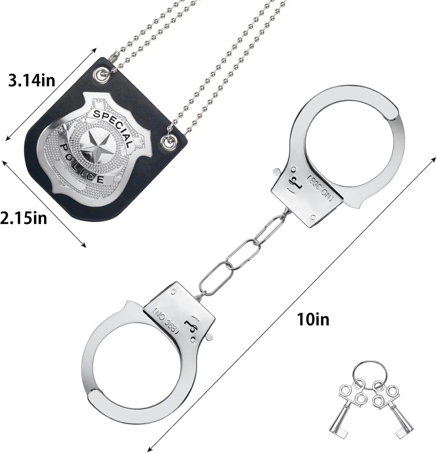 Police Pretend Play Toys Set, Kids Police Officer Costume with Detective Badge, Handcuffs, Cop Dress up Accessories