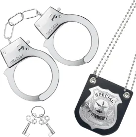 Police Pretend Play Toys Set, Kids Police Officer Costume with Detective Badge, Handcuffs, Cop Dress up Accessories
