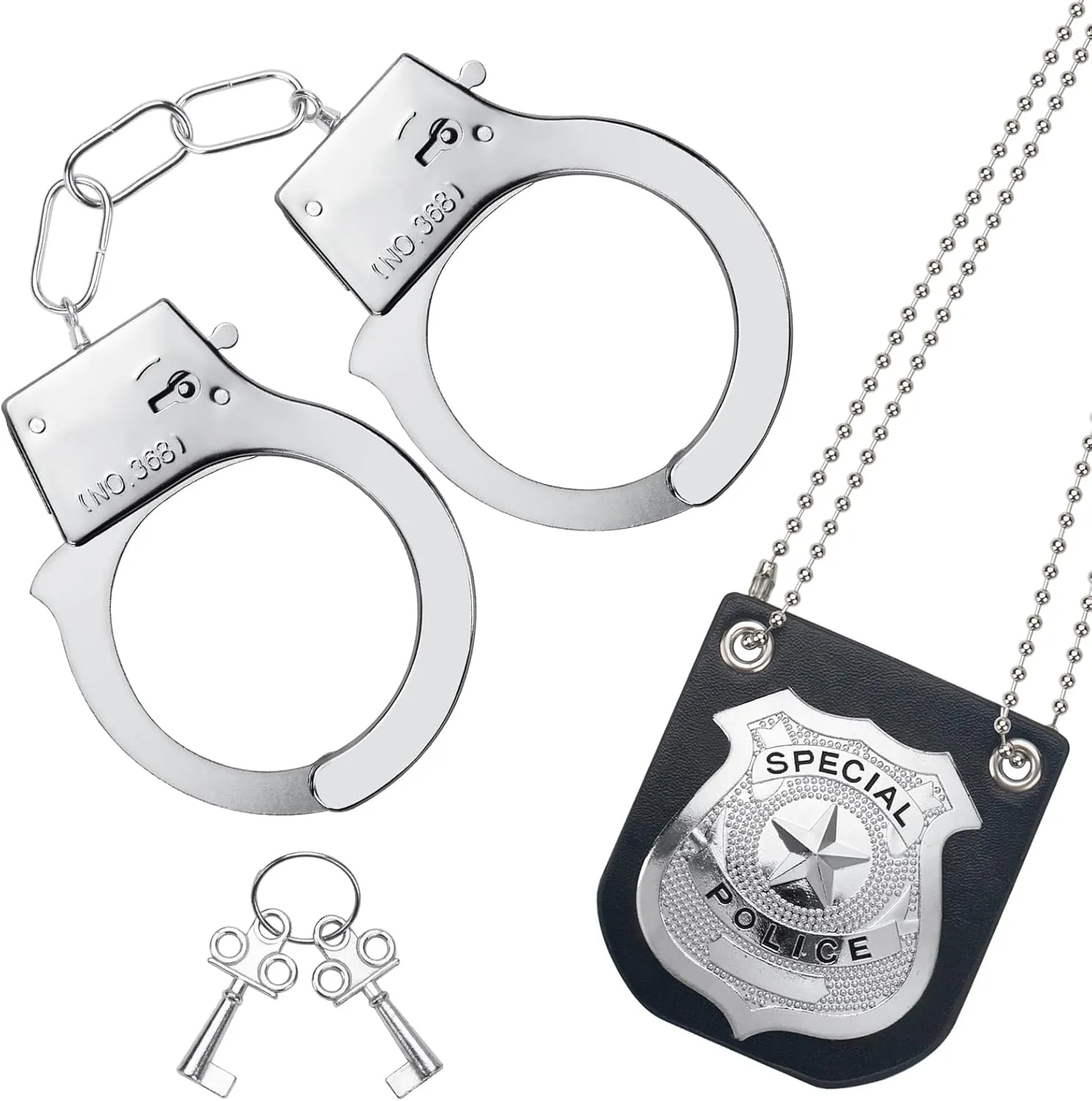 Police Pretend Play Toys Set, Kids Police Officer Costume with Detective Badge, Handcuffs, Cop Dress up Accessories
