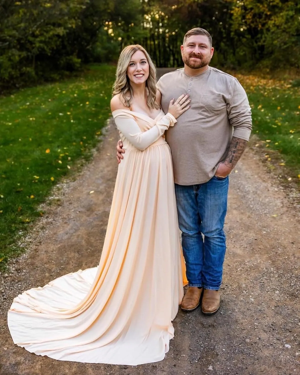 Saslax Maternity Off Shoulders Half Circle Gown for Baby Shower Photo Props Dress