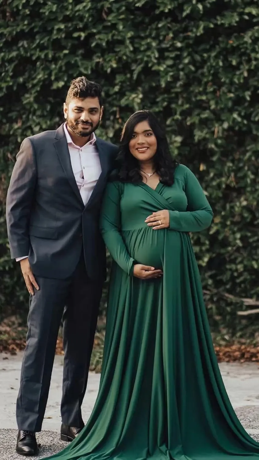 Saslax Maternity Off Shoulders Half Circle Gown for Baby Shower Photo Props Dress
