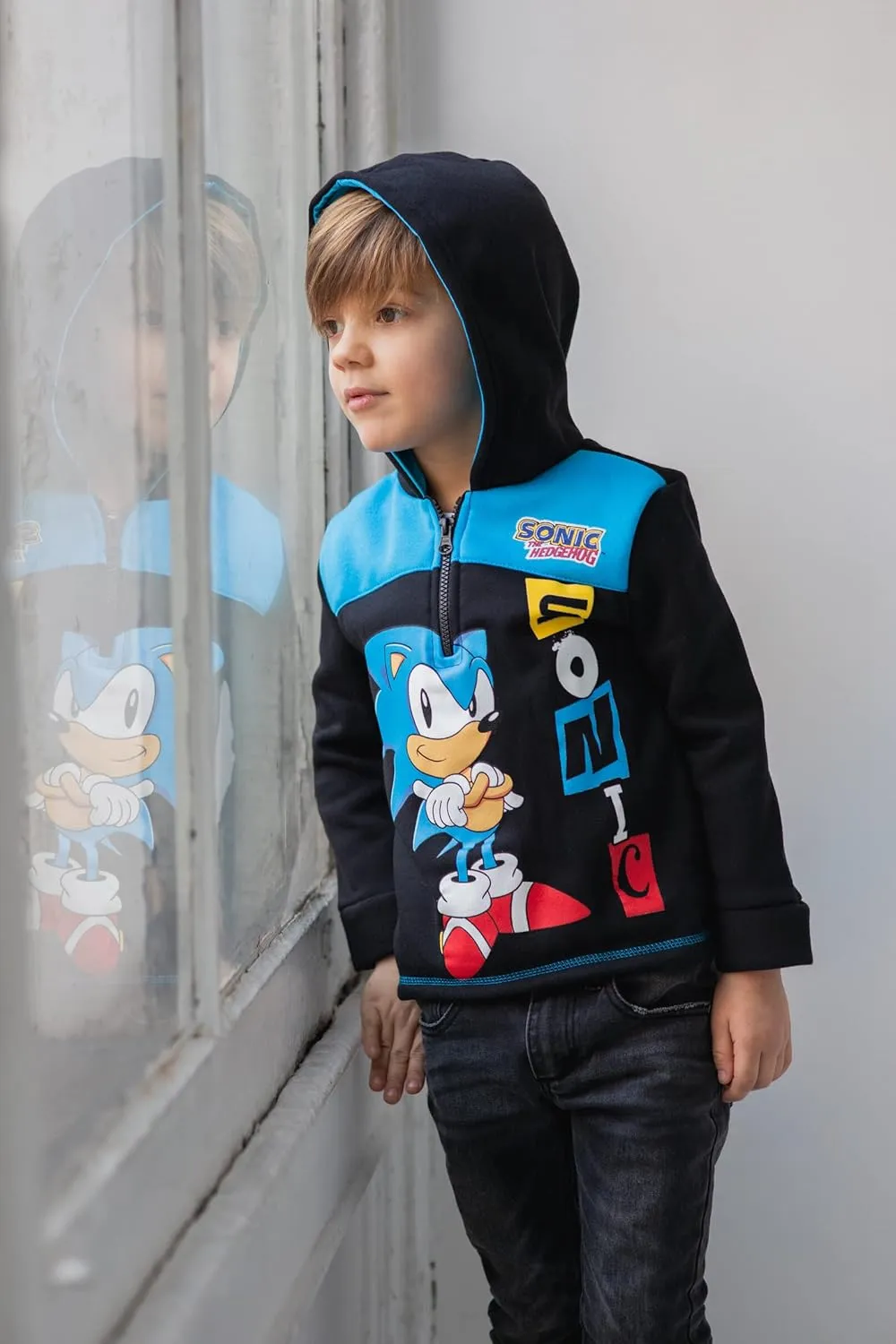 SEGA Sonic the Hedgehog Fleece Half Zip Hoodie Toddler to Big Kid