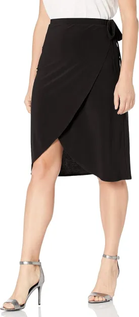 Star Vixen Women's Petite Side-tie Knee Length Fauxwrap Skirt