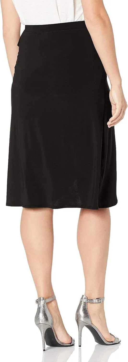 Star Vixen Women's Petite Side-tie Knee Length Fauxwrap Skirt