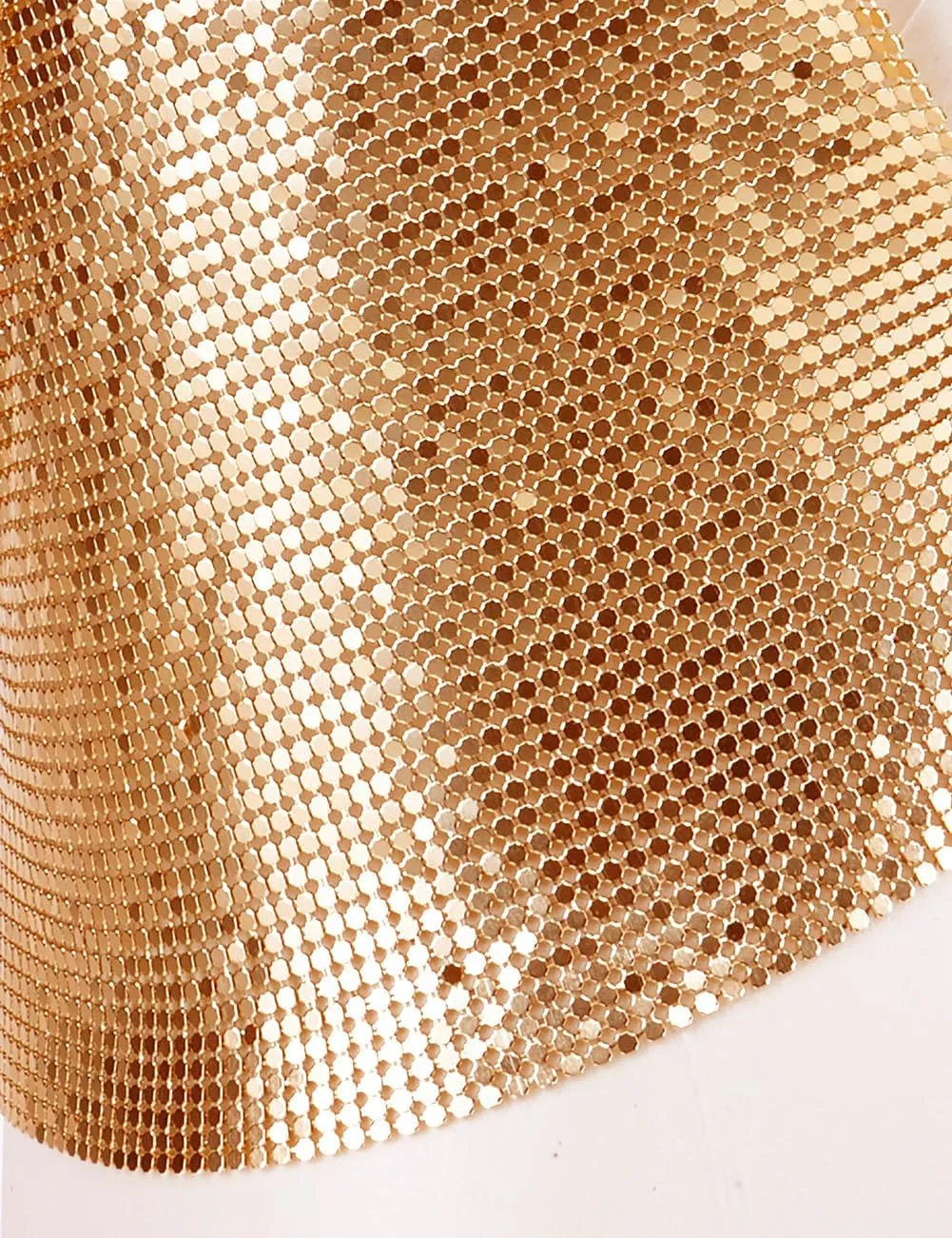 Tchin Sparkly Sexy Sequin Tops for Women Backless Halter Glitter Metallic Chain Crop Top