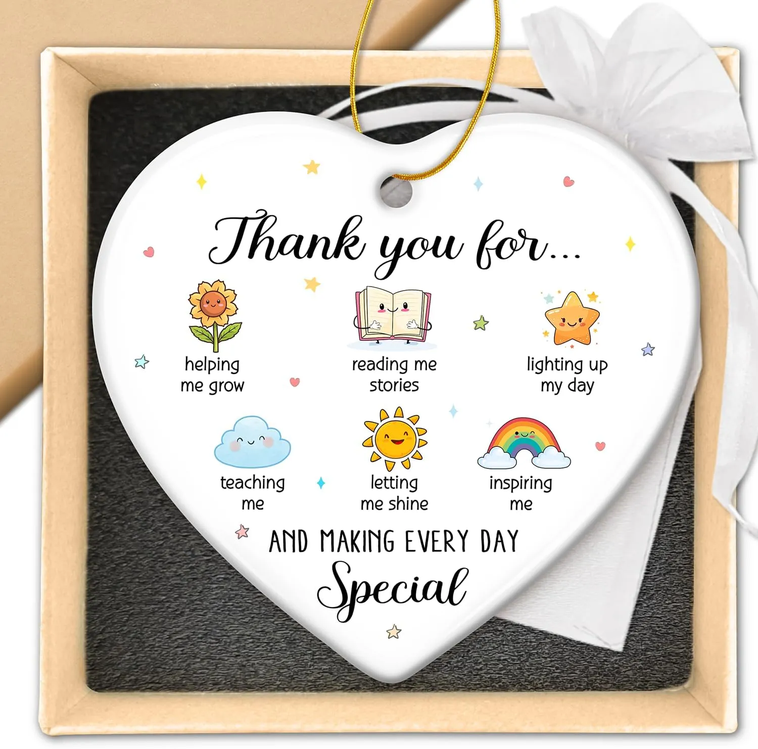 Teacher Gifts for Women, Men - Teacher End Year Gifts for New Teachers, Daycare, Preschool, Kindergarten - Thank You Teachers Ornament, Retirement, First Day, Back to School, Birthday Keepsake Ideas