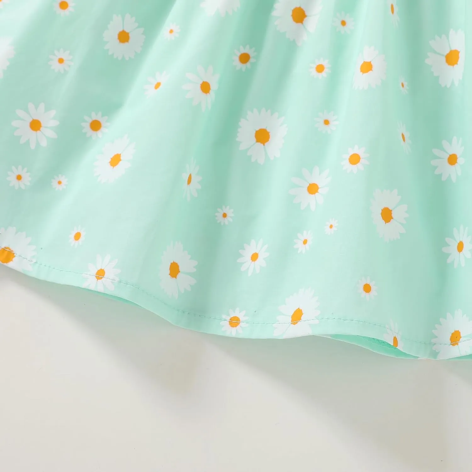 Toddler Baby Girl Summer Square Neck Floral Dress Bubble Short Sleeve Ruffle Smocked Sundress