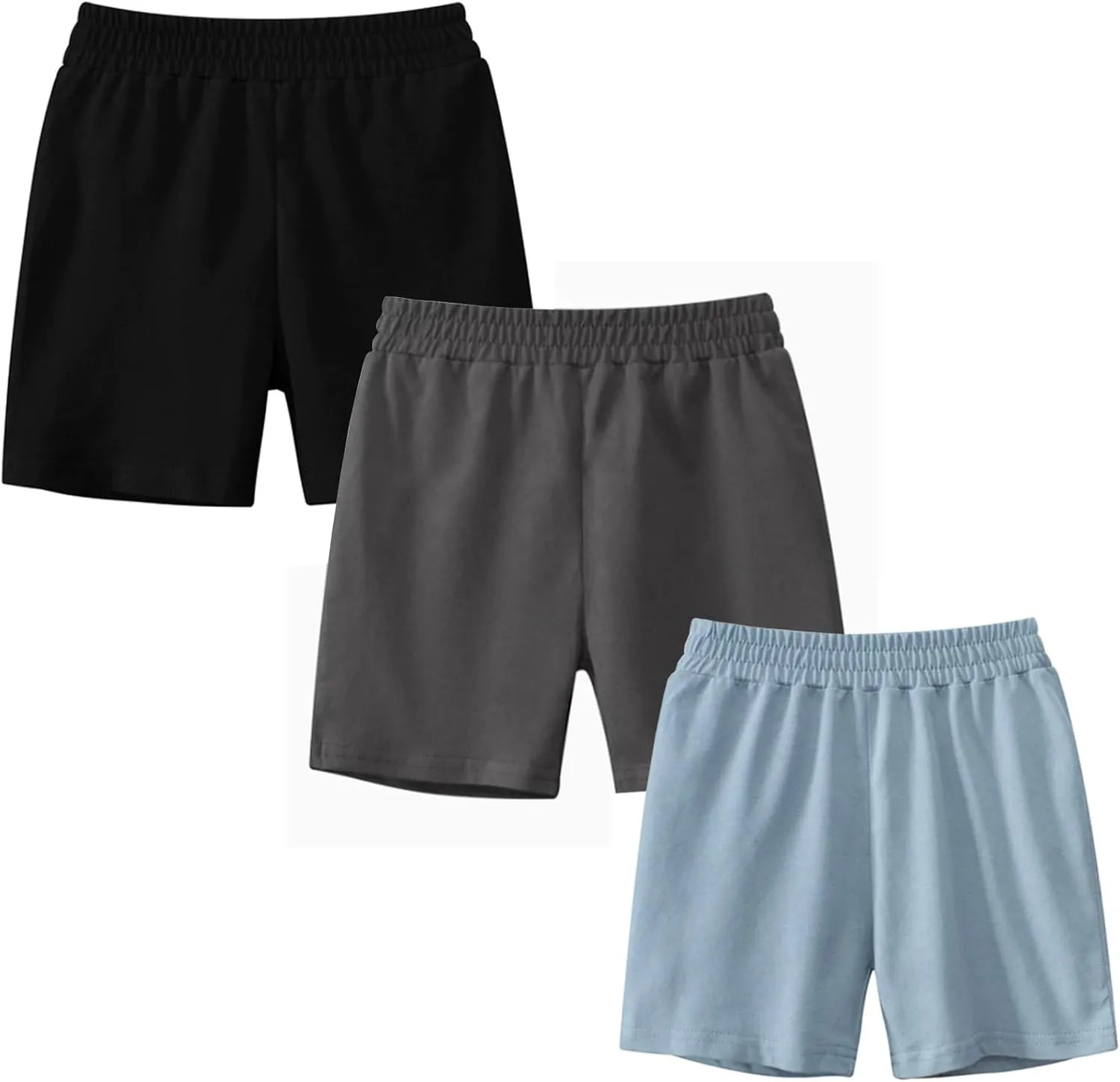 Toddler Boys Cotton Shorts Summer Elastic Waistband Pull on Jogger Short Pants