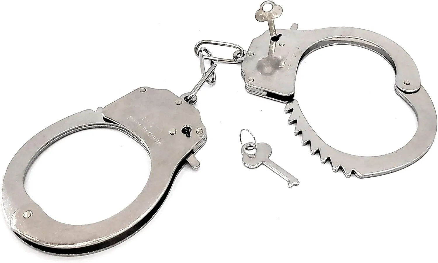 Toy Handcuffs Toy Metal Handcuff with Keys Police Costume Prop Accessories Party Supplies Pretend Play Handcuffs for Kids (Silver)